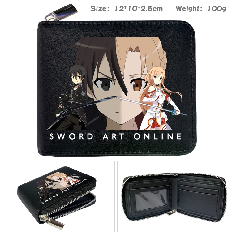 Sword Art Online Zipper UV printed bi-fold leather wallet