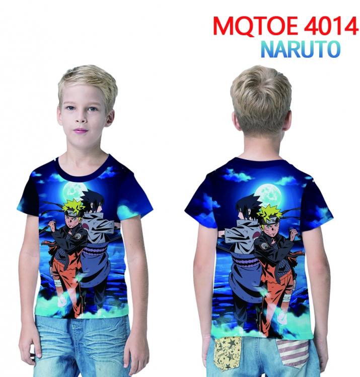 Naruto Childrens full-color printed short-sleeved T-shirt 60 80 100 120 140  160 6 sizes for children MQTOE 4014