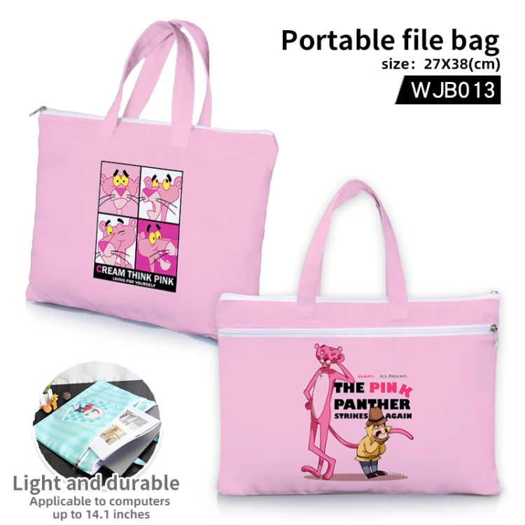 Pink Panther Anime portable file bag Handbag  27x38cm WJB013