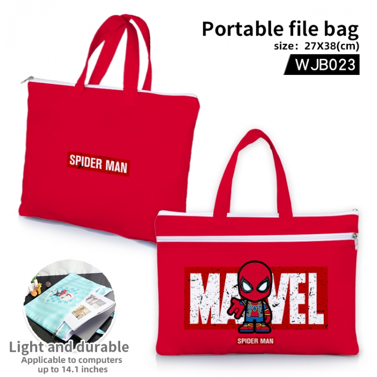 Spiderman Anime portable file bag Handbag  27x38cm WJB011