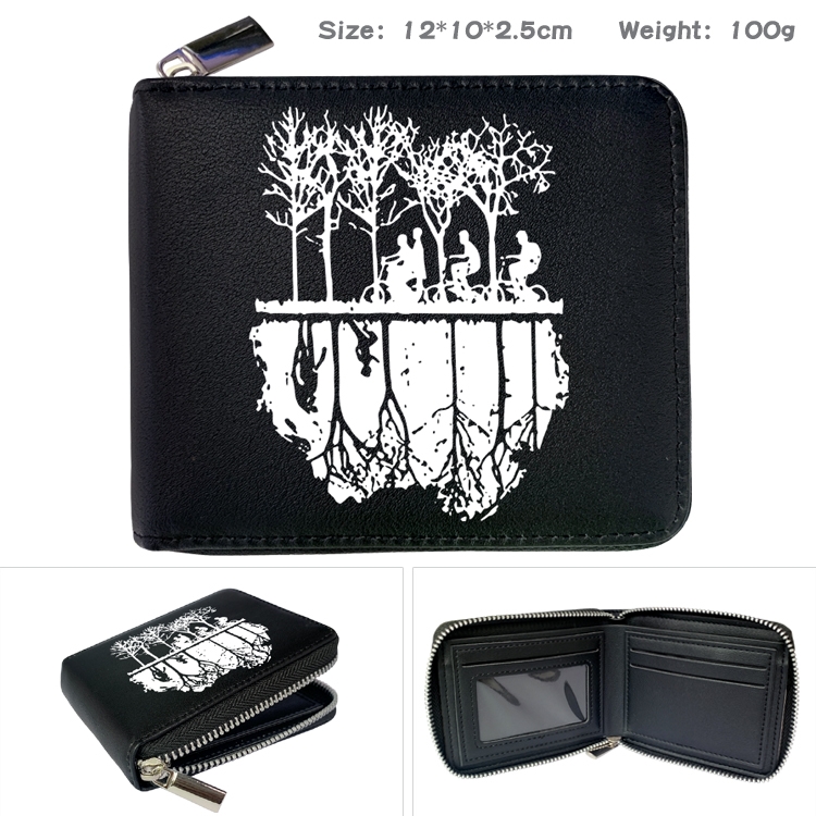 Stranger Things  Zipper UV printed bi-fold leather wallet 12x10x2.5cm 100g