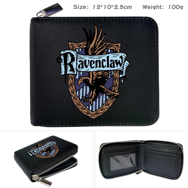 Harry Potter Zipper UV printed bi-fold leather wallet 12x10x2.5cm 100g