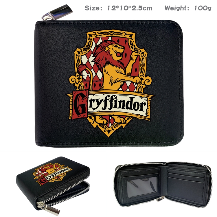 Harry Potter Zipper UV printed bi-fold leather wallet 12x10x2.5cm 100g