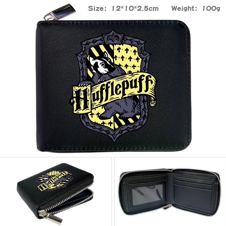 Harry Potter Zipper UV printed bi-fold leather wallet 12x10x2.5cm 100g