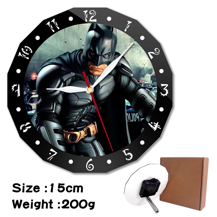 Batman Anime double acrylic wall clock alarm clock 15cm 200g 