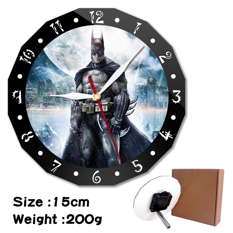 Batman Anime double acrylic wall clock alarm clock 15cm 200g 