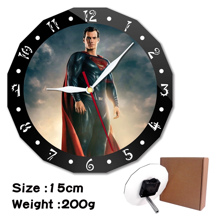  Superman Anime double acrylic wall clock alarm clock 15cm 200g 