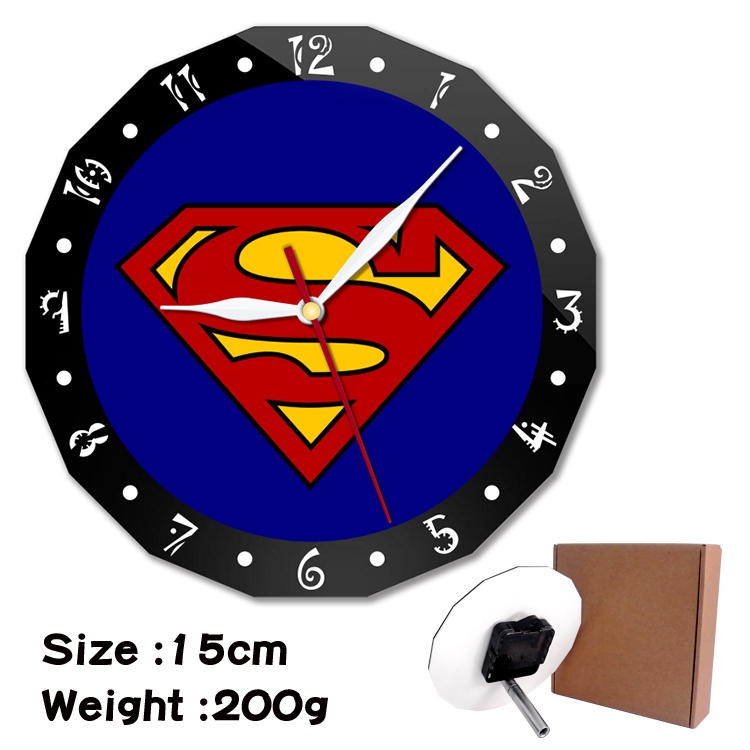 Superman Anime double acrylic wall clock alarm clock 15cm 200g
