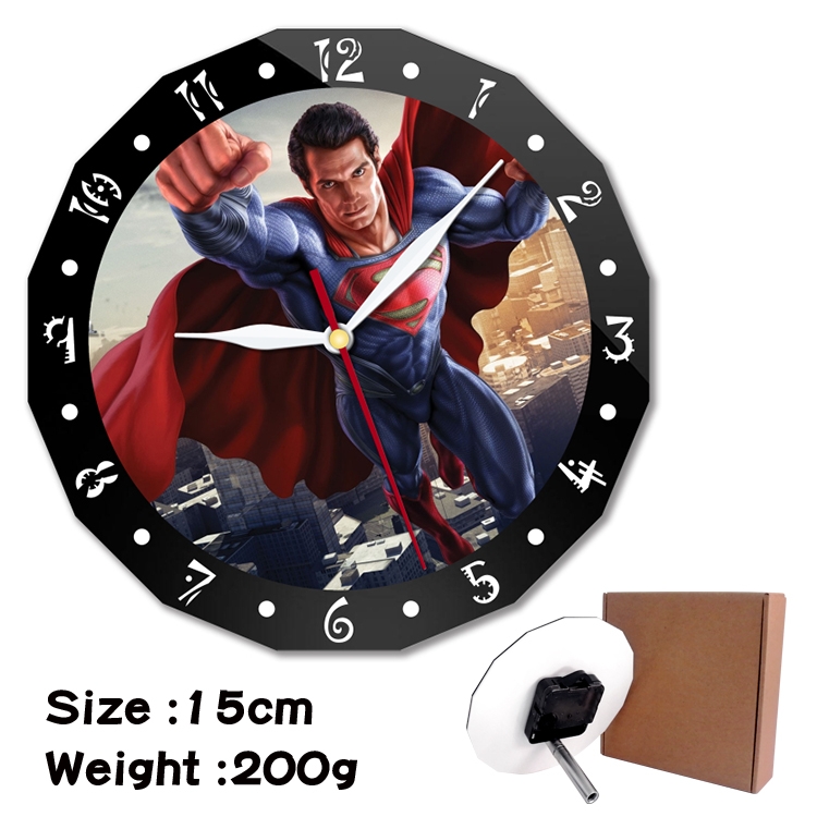  Superman Anime double acrylic wall clock alarm clock 15cm 200g 