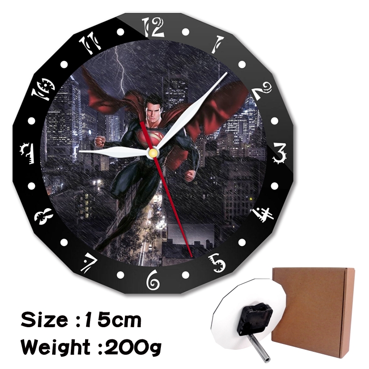 Superman Anime double acrylic wall clock alarm clock 15cm 200g