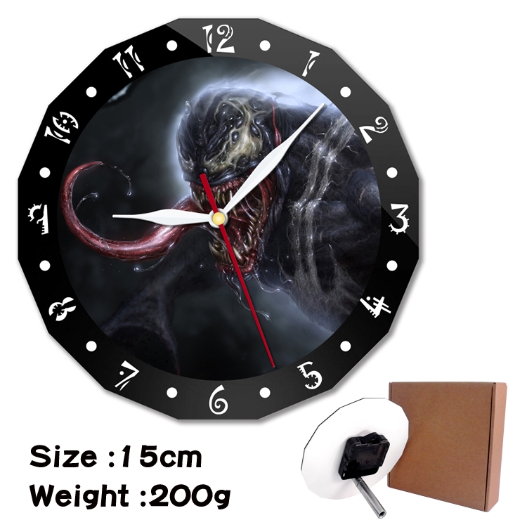 Venom Anime double acrylic wall clock alarm clock 15cm 200g