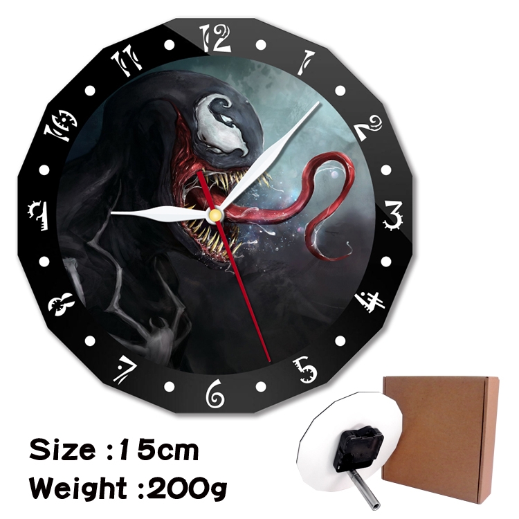 Venom Anime double acrylic wall clock alarm clock 15cm 200g