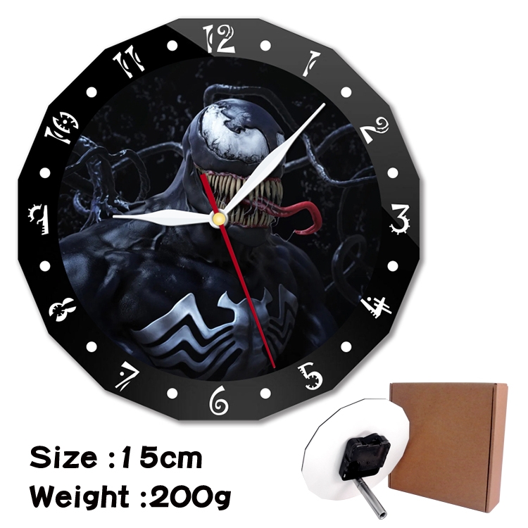 Venom Anime double acrylic wall clock alarm clock 15cm 200g