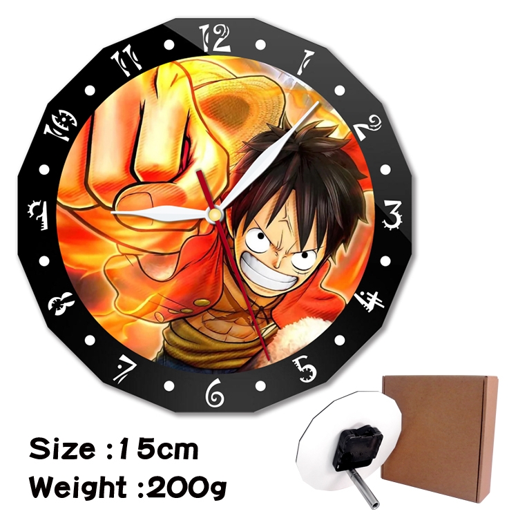 One Piece Anime double acrylic wall clock alarm clock 15cm 200g