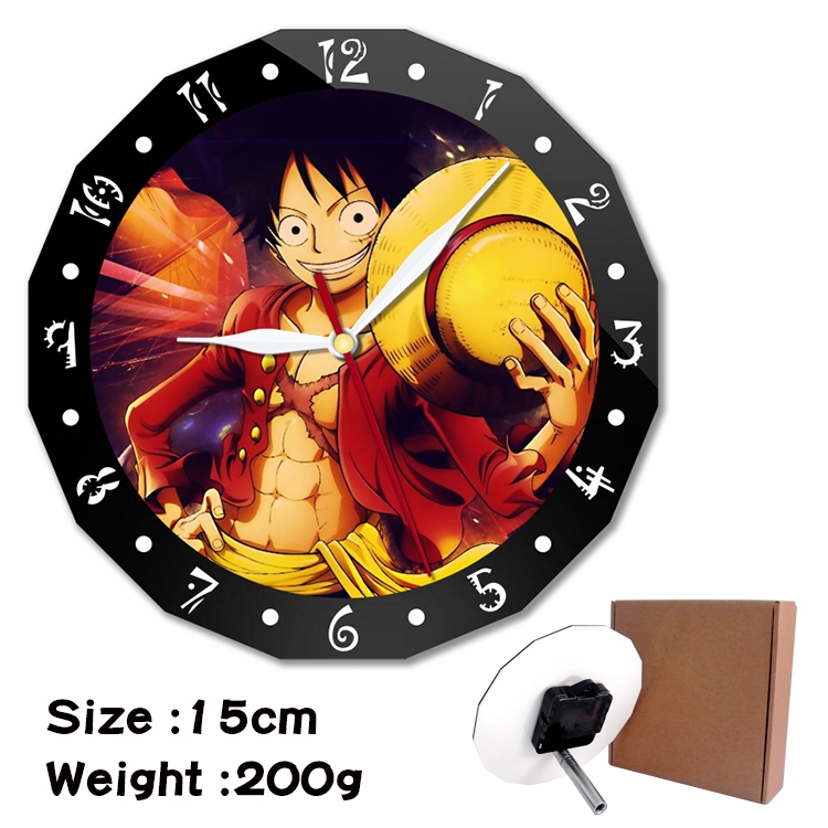 One Piece Anime double acrylic wall clock alarm clock 15cm 200g