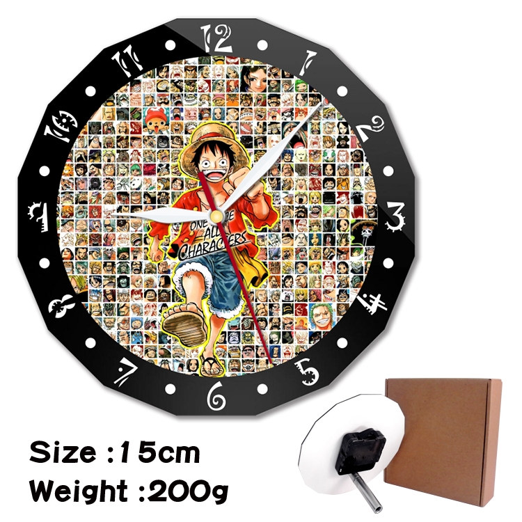 One Piece Anime double acrylic wall clock alarm clock 15cm 200g