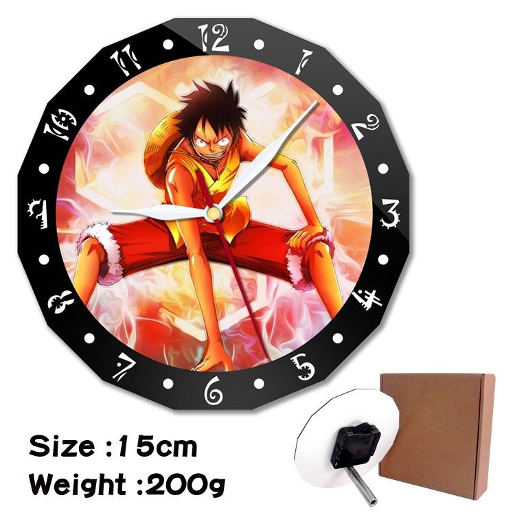 One Piece Anime double acrylic wall clock alarm clock 15cm 200g