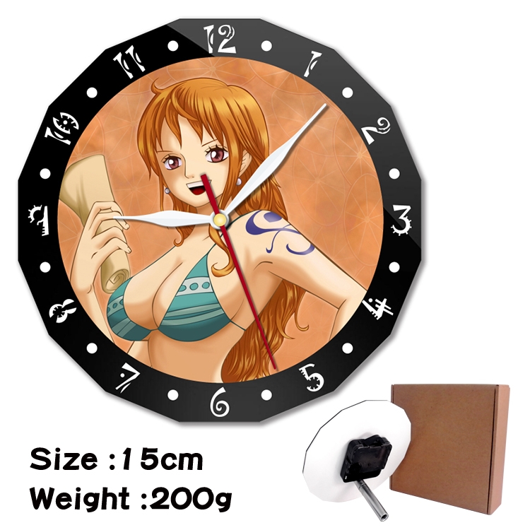 One Piece Anime double acrylic wall clock alarm clock 15cm 200g