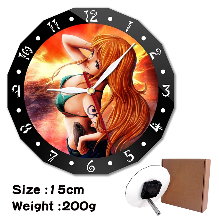 One Piece Anime double acrylic wall clock alarm clock 15cm 200g