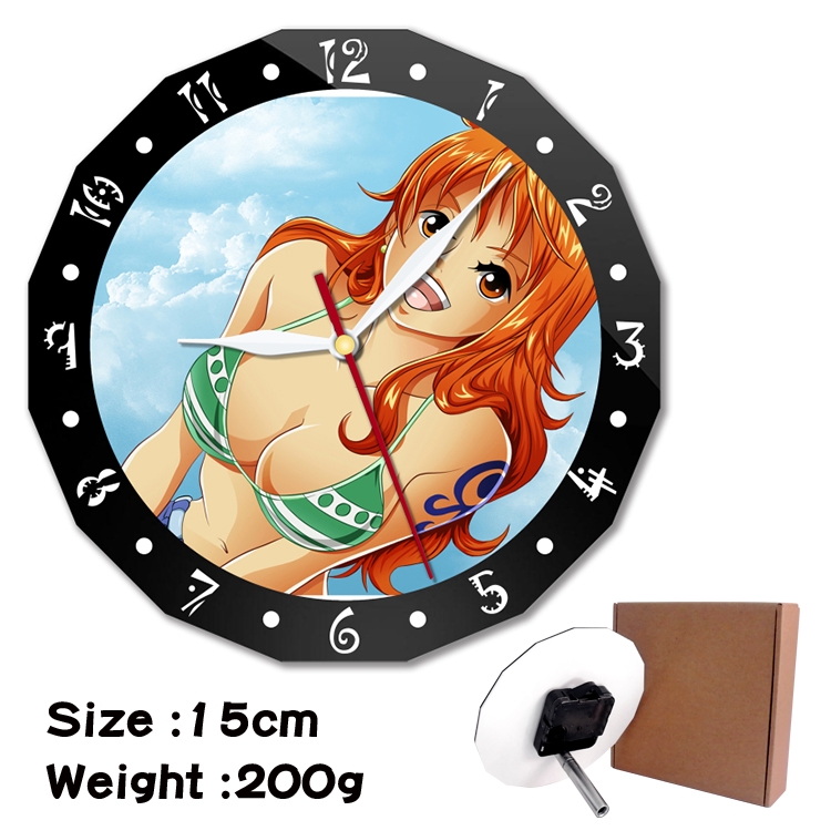 One Piece Anime double acrylic wall clock alarm clock 15cm 200g