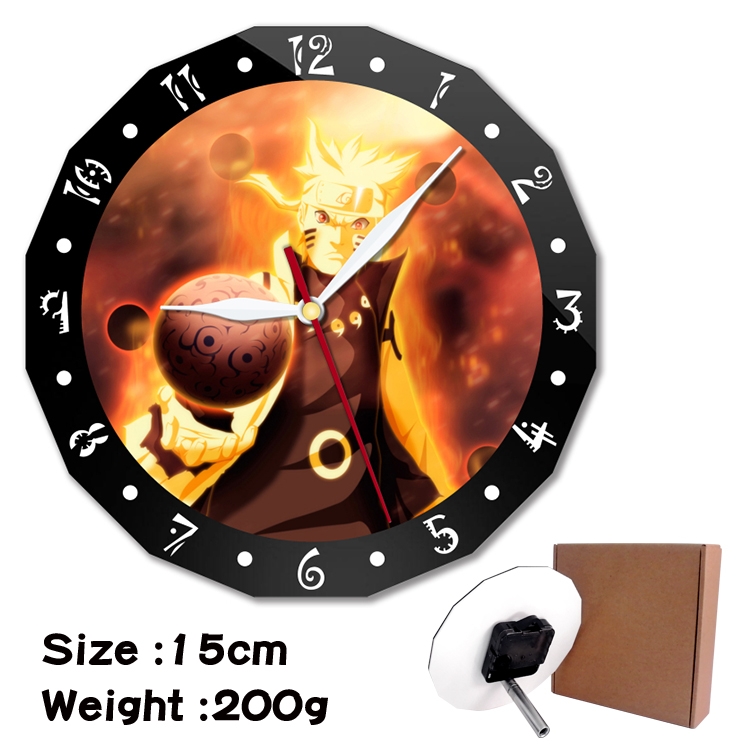 Naruto Anime double acrylic wall clock alarm clock 15cm 200g