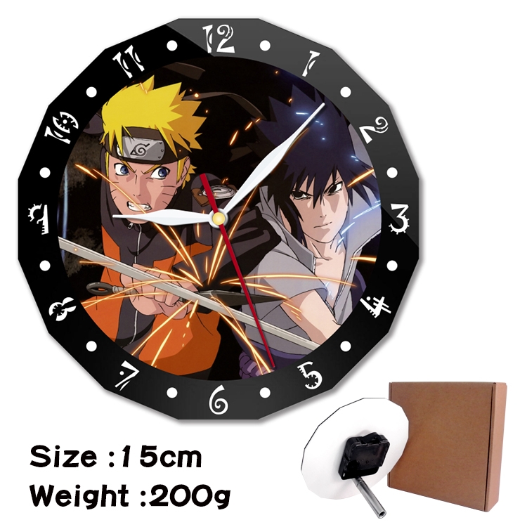 Naruto Anime double acrylic wall clock alarm clock 15cm 200g