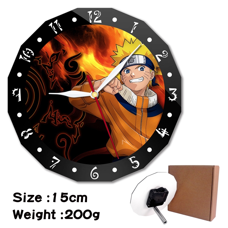 Naruto Anime double acrylic wall clock alarm clock 15cm 200g