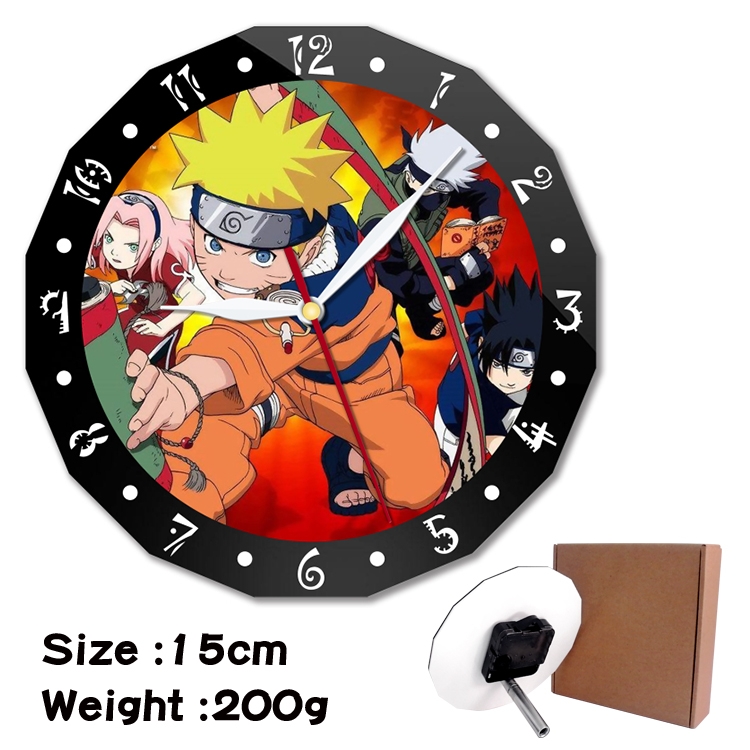 Naruto Anime double acrylic wall clock alarm clock 15cm 200g