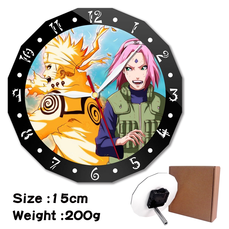 Naruto Anime double acrylic wall clock alarm clock 15cm 200g