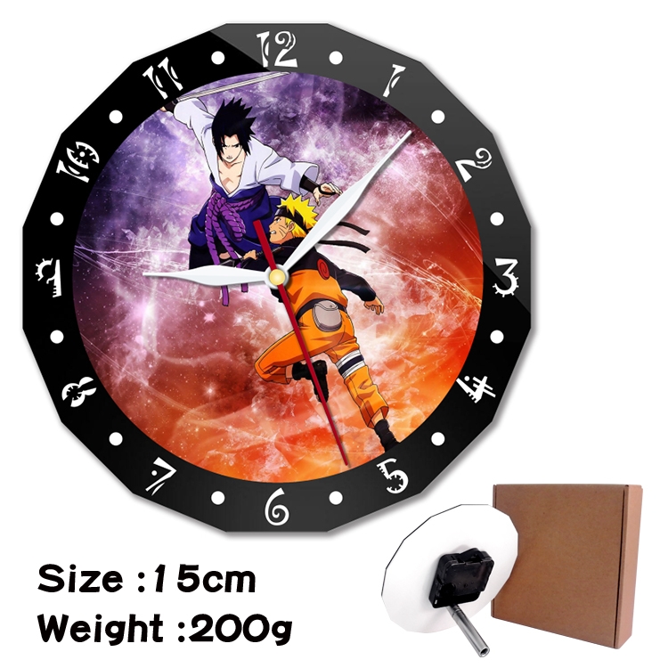 Naruto Anime double acrylic wall clock alarm clock 15cm 200g