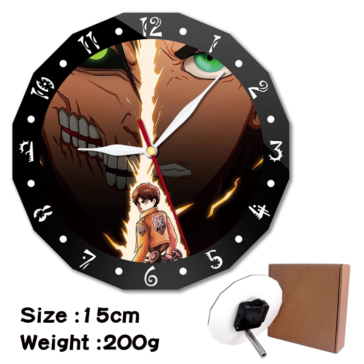  Shingeki no Kyojin Anime double acrylic wall clock alarm clock 15cm 200g