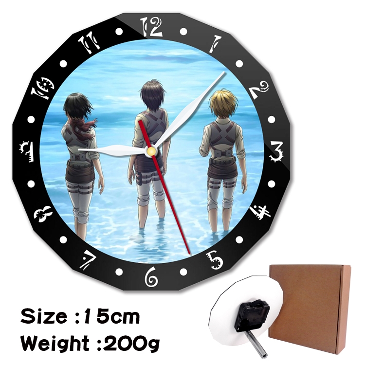  Shingeki no Kyojin Anime double acrylic wall clock alarm clock 15cm 200g