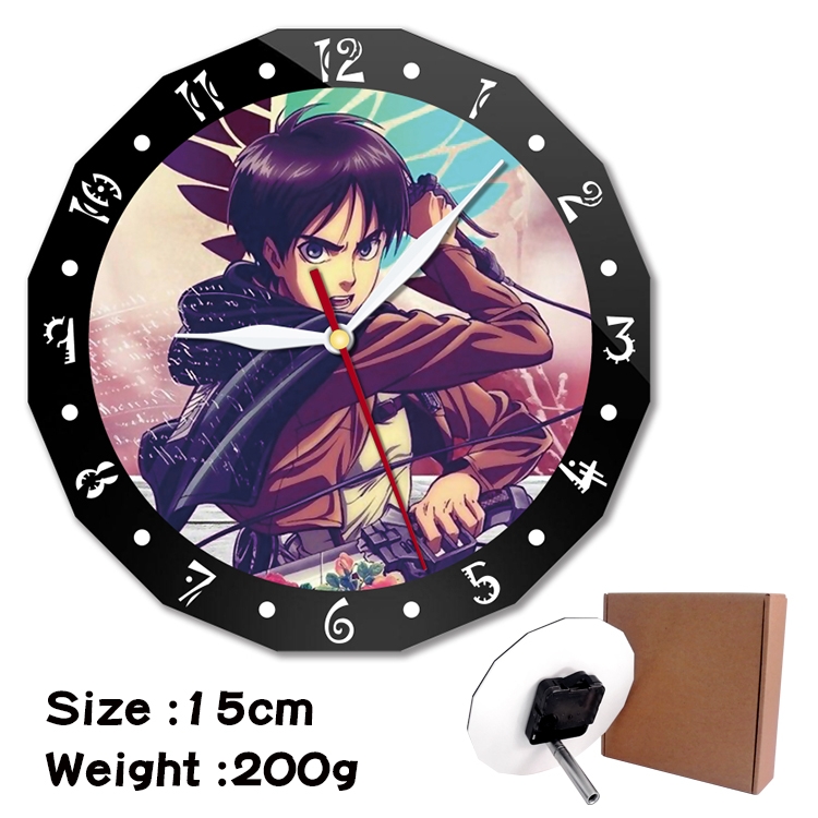  Shingeki no Kyojin Anime double acrylic wall clock alarm clock 15cm 200g