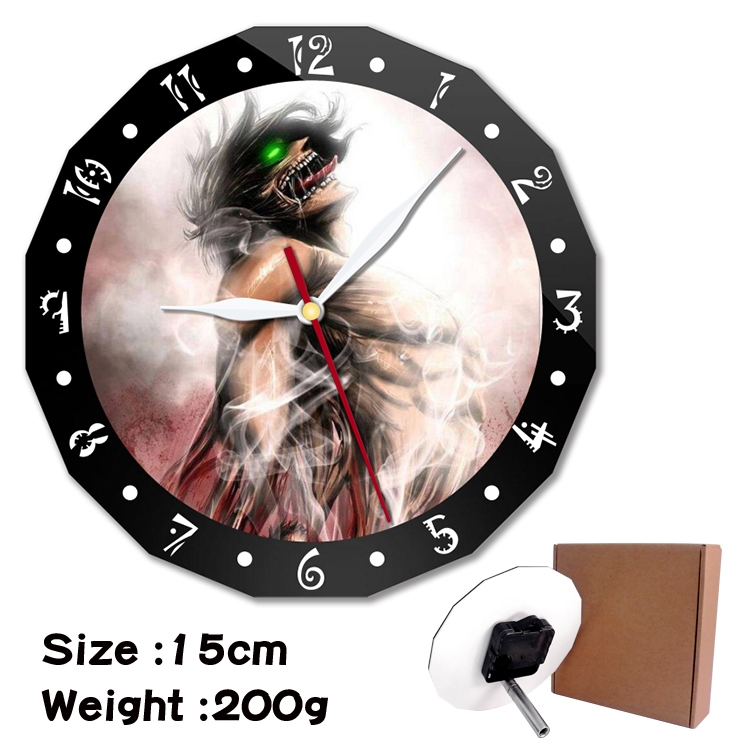  Shingeki no Kyojin Anime double acrylic wall clock alarm clock 15cm 200g