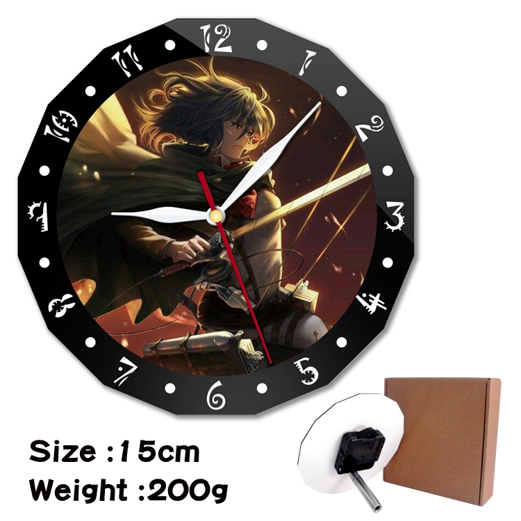  Shingeki no Kyojin Anime double acrylic wall clock alarm clock 15cm 200g