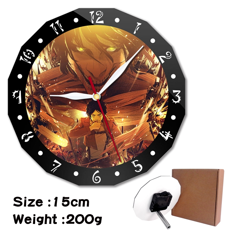  Shingeki no Kyojin Anime double acrylic wall clock alarm clock 15cm 200g