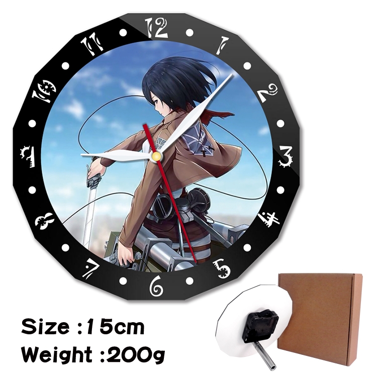  Shingeki no Kyojin Anime double acrylic wall clock alarm clock 15cm 200g