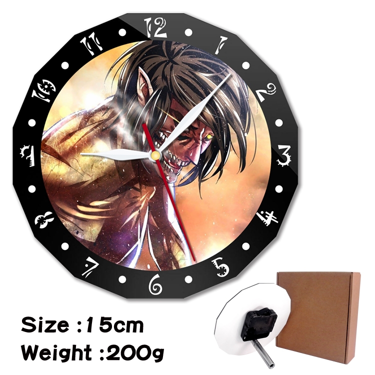  Shingeki no Kyojin Anime double acrylic wall clock alarm clock 15cm 200g