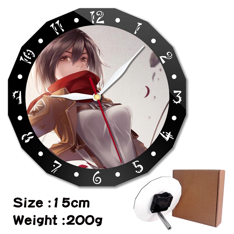  Shingeki no Kyojin Anime double acrylic wall clock alarm clock 15cm 200g