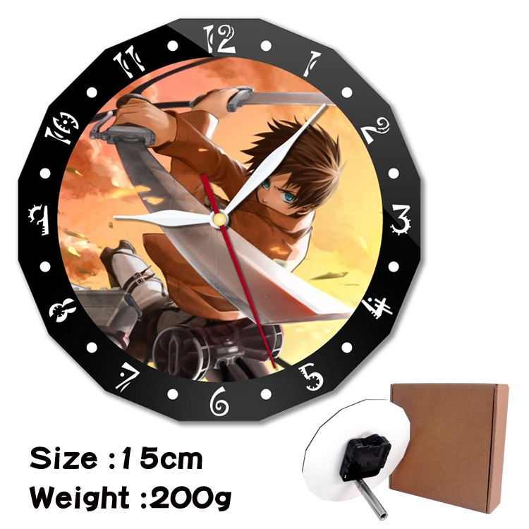  Shingeki no Kyojin Anime double acrylic wall clock alarm clock 15cm 200g