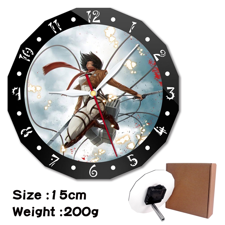  Shingeki no Kyojin Anime double acrylic wall clock alarm clock 15cm 200g