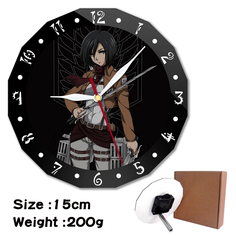  Shingeki no Kyojin Anime double acrylic wall clock alarm clock 15cm 200g