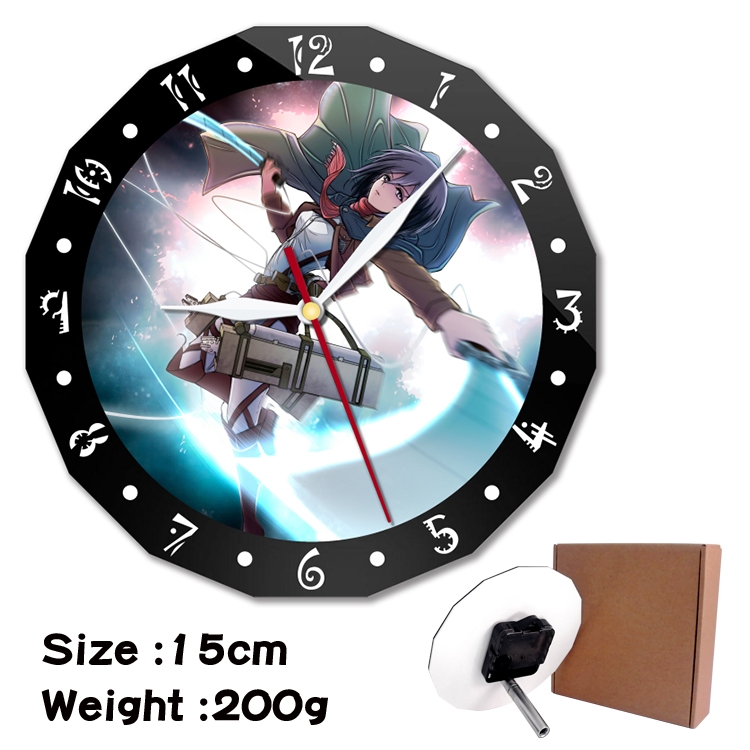  Shingeki no Kyojin Anime double acrylic wall clock alarm clock 15cm 200g