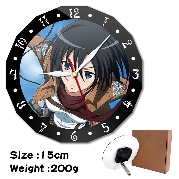  Shingeki no Kyojin Anime double acrylic wall clock alarm clock 15cm 200g