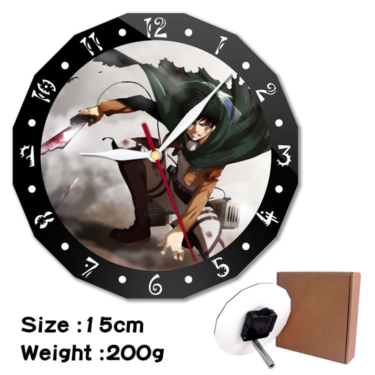  Shingeki no Kyojin Anime double acrylic wall clock alarm clock 15cm 200g