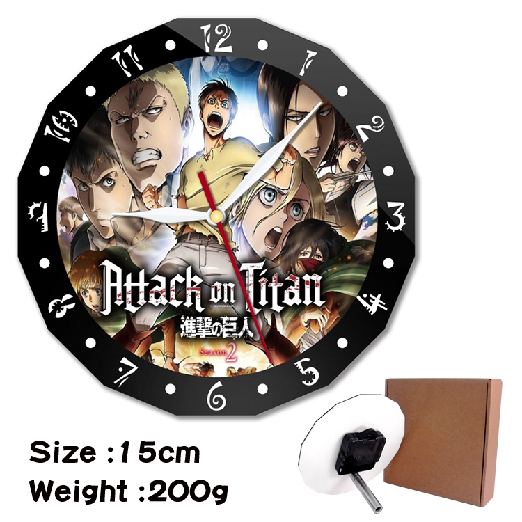  Shingeki no Kyojin Anime double acrylic wall clock alarm clock 15cm 200g