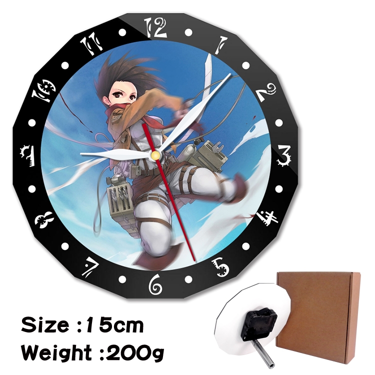  Shingeki no Kyojin Anime double acrylic wall clock alarm clock 15cm 200g