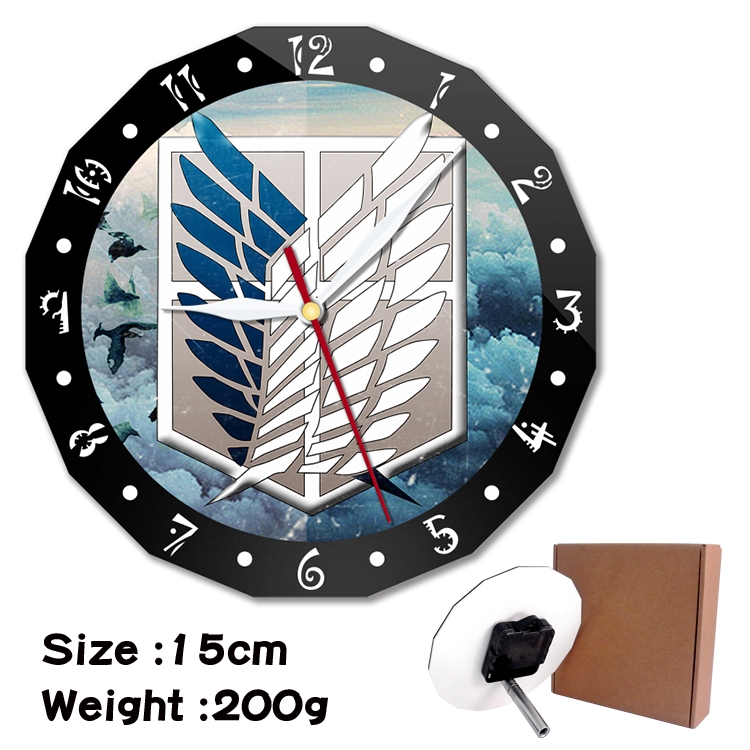  Shingeki no Kyojin Anime double acrylic wall clock alarm clock 15cm 200g