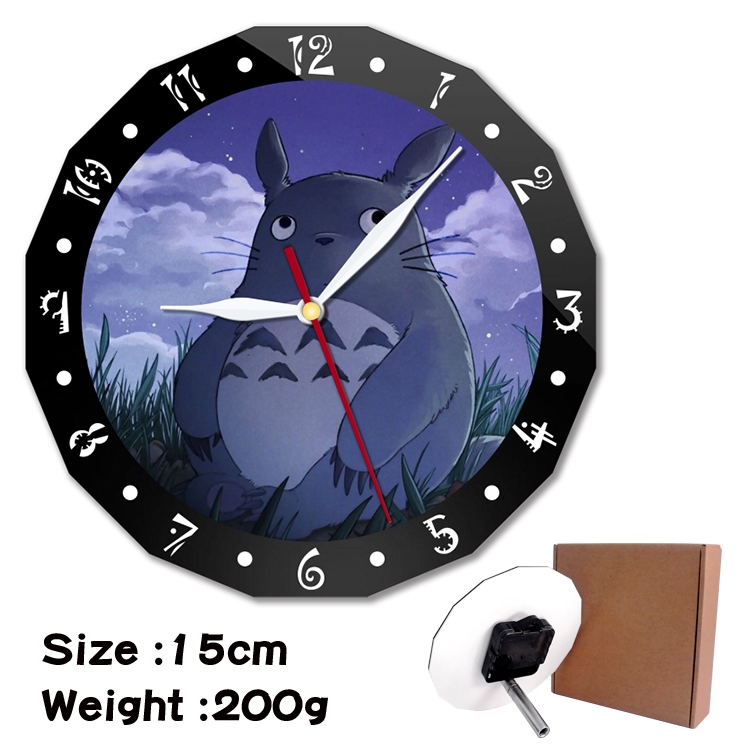 TOTORO Anime double acrylic wall clock alarm clock 15cm 200g