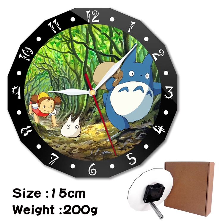 TOTORO Anime double acrylic wall clock alarm clock 15cm 200g